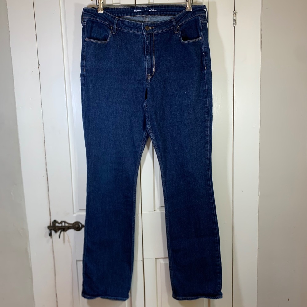 Old Navy Wow Boot-Cut Jeans Womens 16 Tall Dark Wash Mid-Rise Minimalist Casual